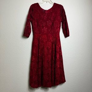 Noctflos Women's Red Dress Lace Stretchy A-Line‎ Size M Party Wedding Bridesmaid